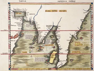 El Mar Rojo y el Golfo de Arabia hasta la supuesta Península Malaya, de una edición de Estrasburgo de 